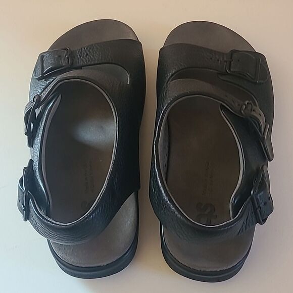 Relaxed Heel Strap Sandal Leather Tripad Comfort Sandals Black Size 7.5 W - Picture 5 of 16